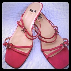 Sz 11 Stuart Weitzman Beaded Butterfly Red Sandals